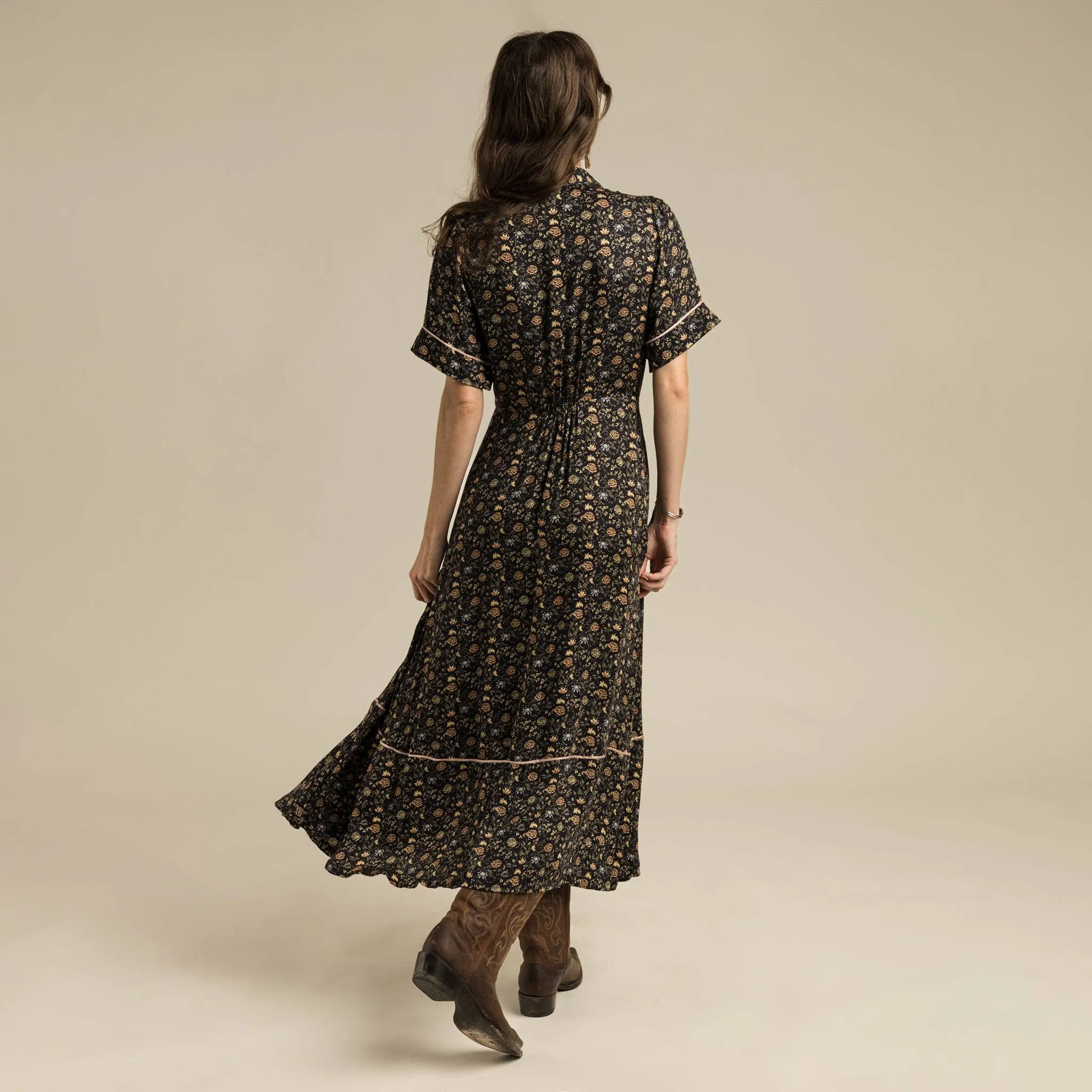 La Dahlia Dress - Black Floral