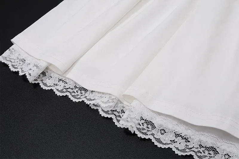 Lace hem lace up ruched backless square neck mini dress