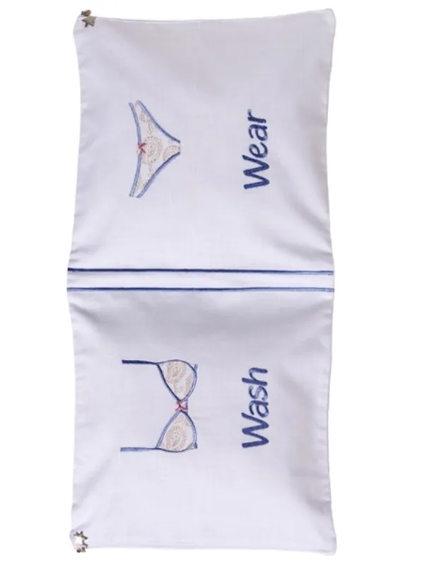 Laundry Bag, Linen / Cotton, Monogramming and Embroidery (Blue)
