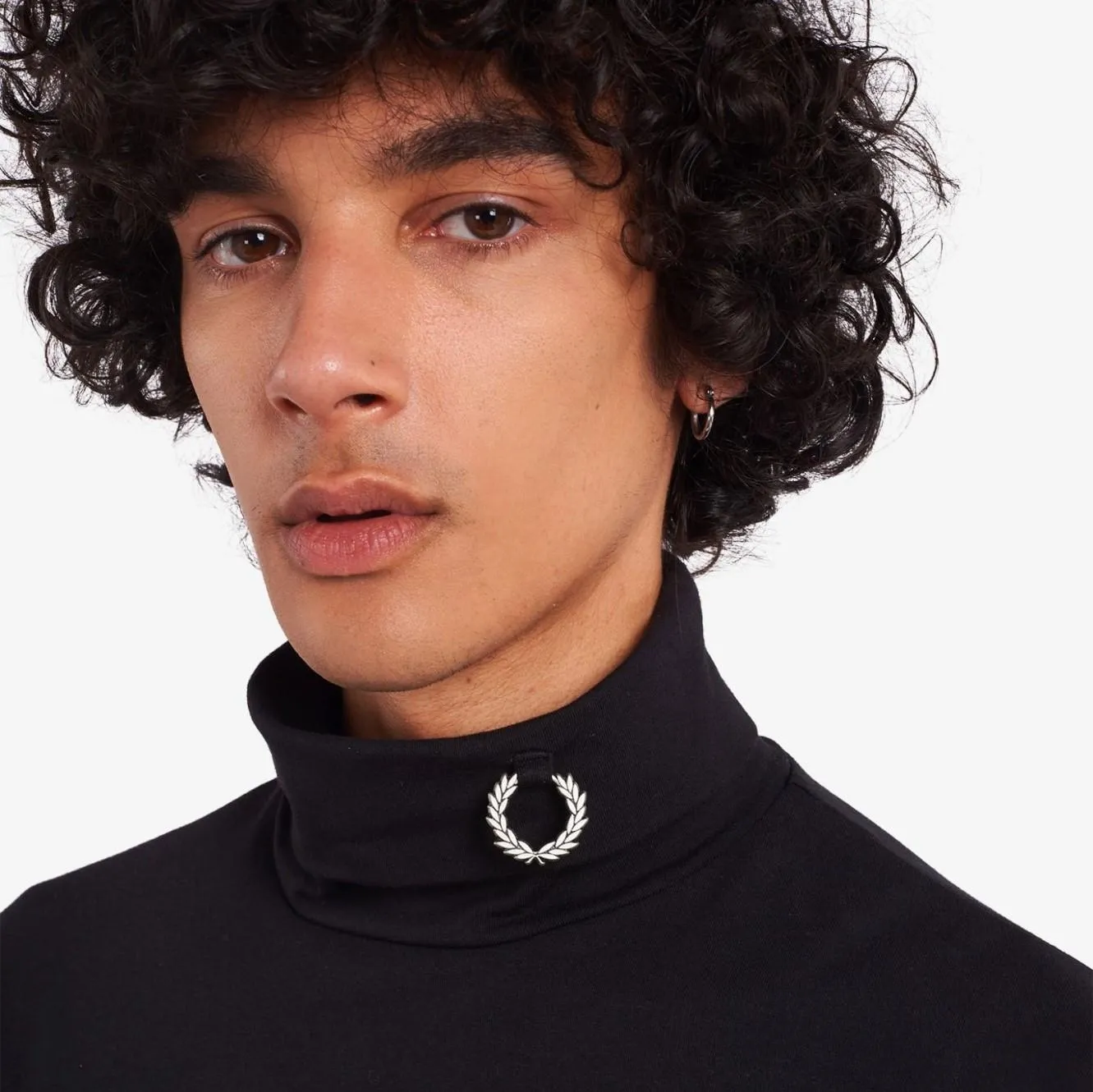 Laurel Leaf Roll Neck Top (Black)