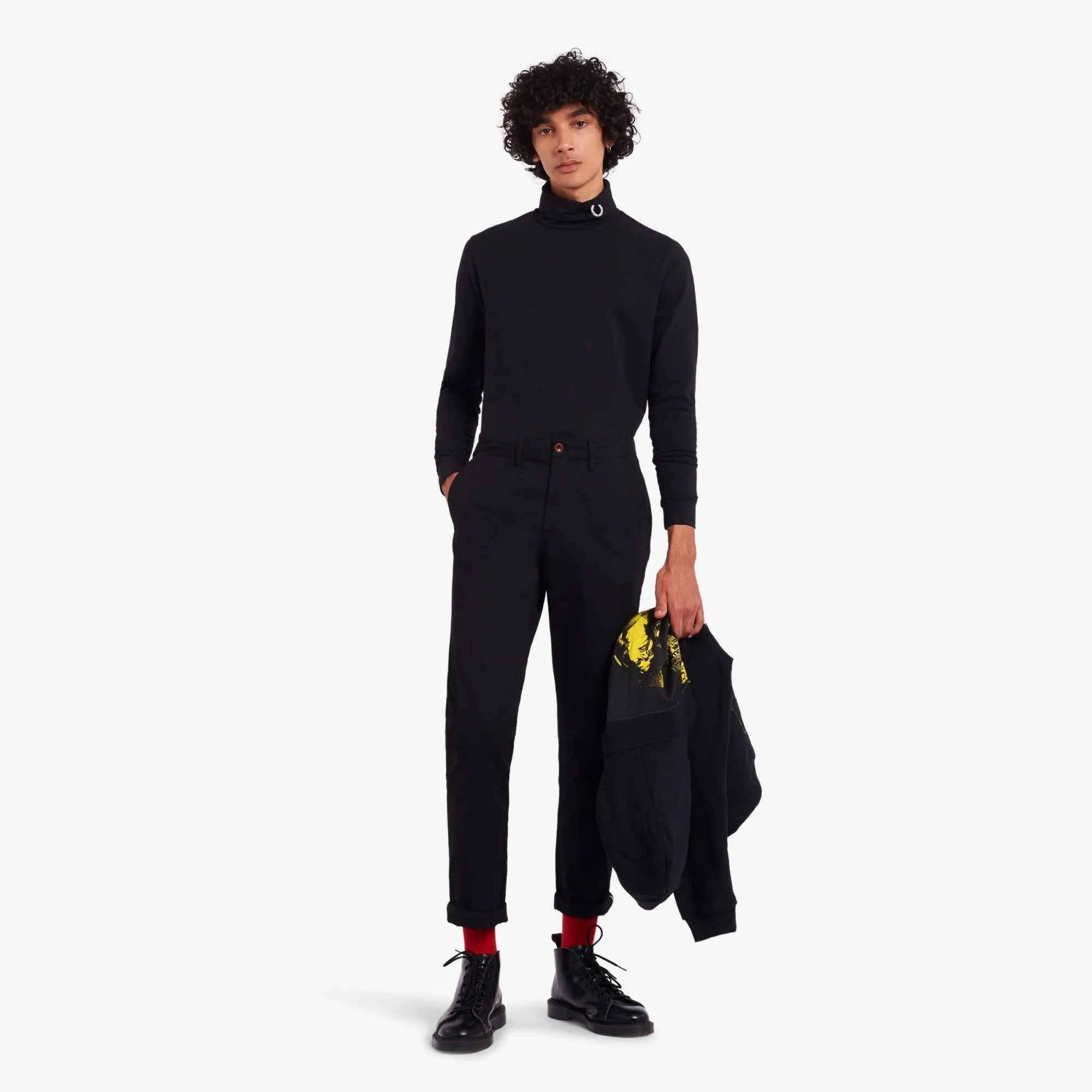 Laurel Leaf Roll Neck Top (Black)