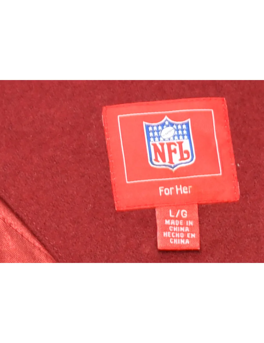 Maroon & Off-White Embroidered NFL 49ERS Varsity Jacket  - L