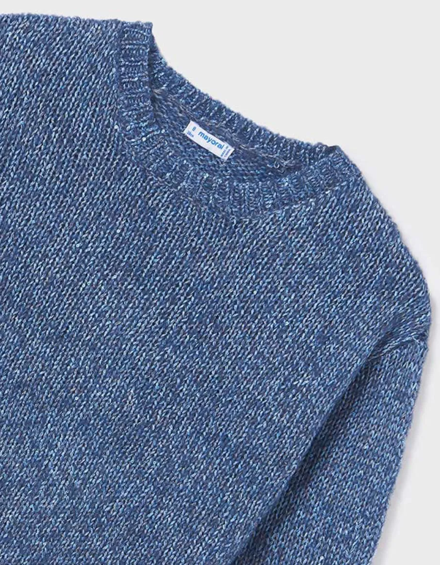 Mayoral Knit Sweater in Blue Sparkle:  Size 8 to 18
