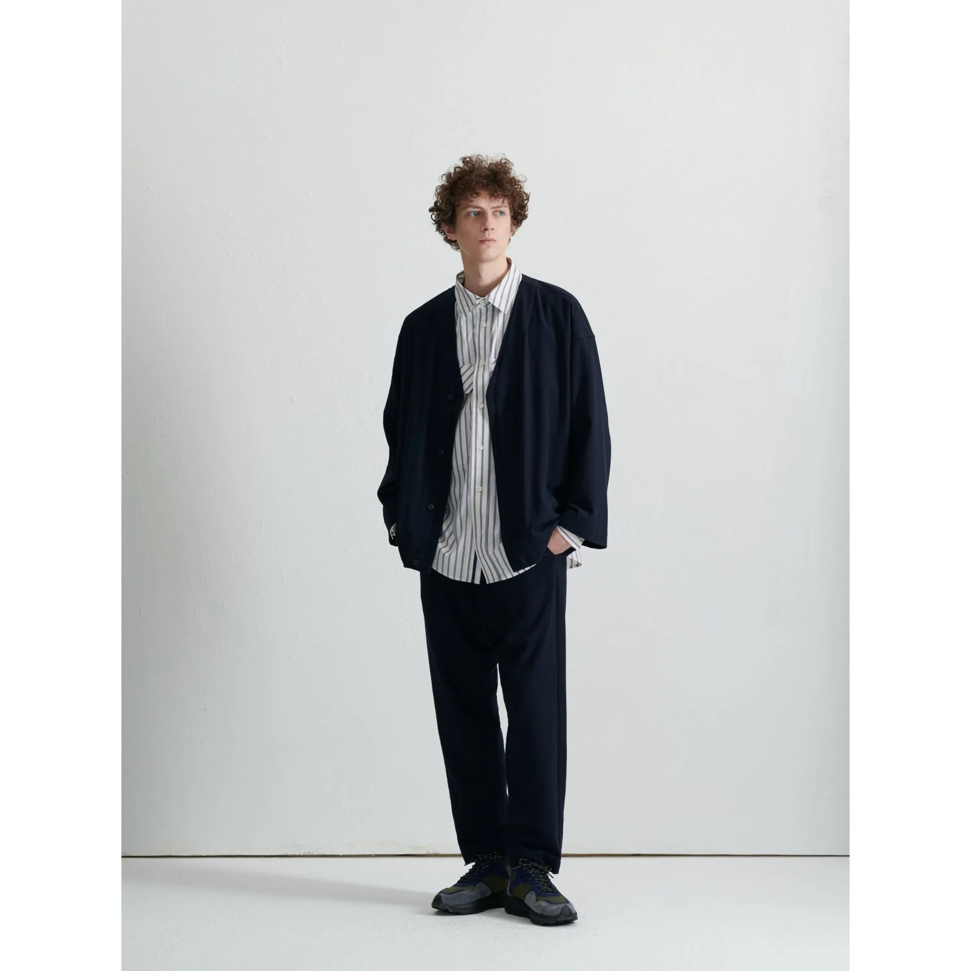 Men Drop Crotch Easy Pants - Navy