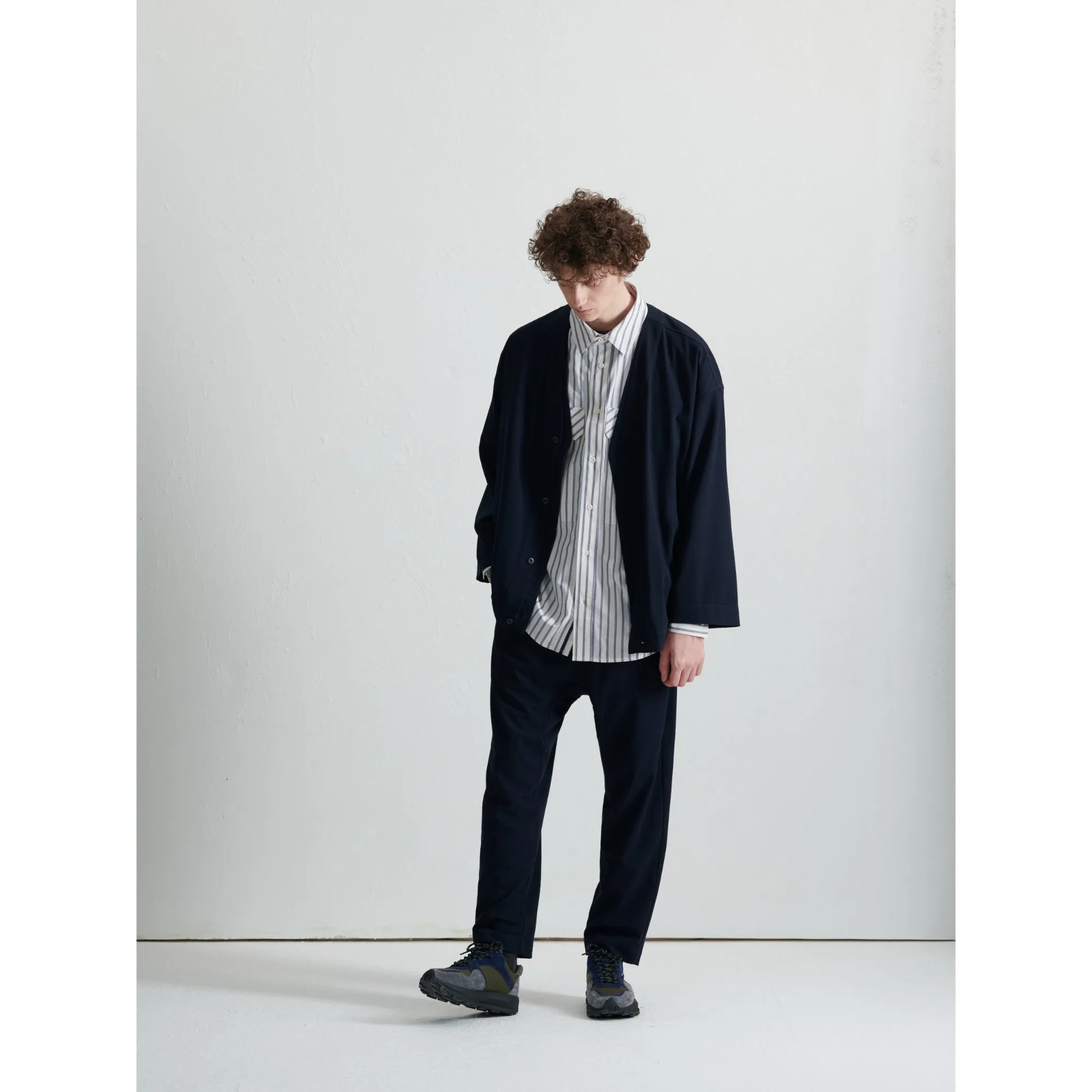 Men Drop Crotch Easy Pants - Navy