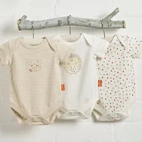 Natures Purest 'Woodland Friends' 3 Pack Organic Bodysuits 0-3 Months