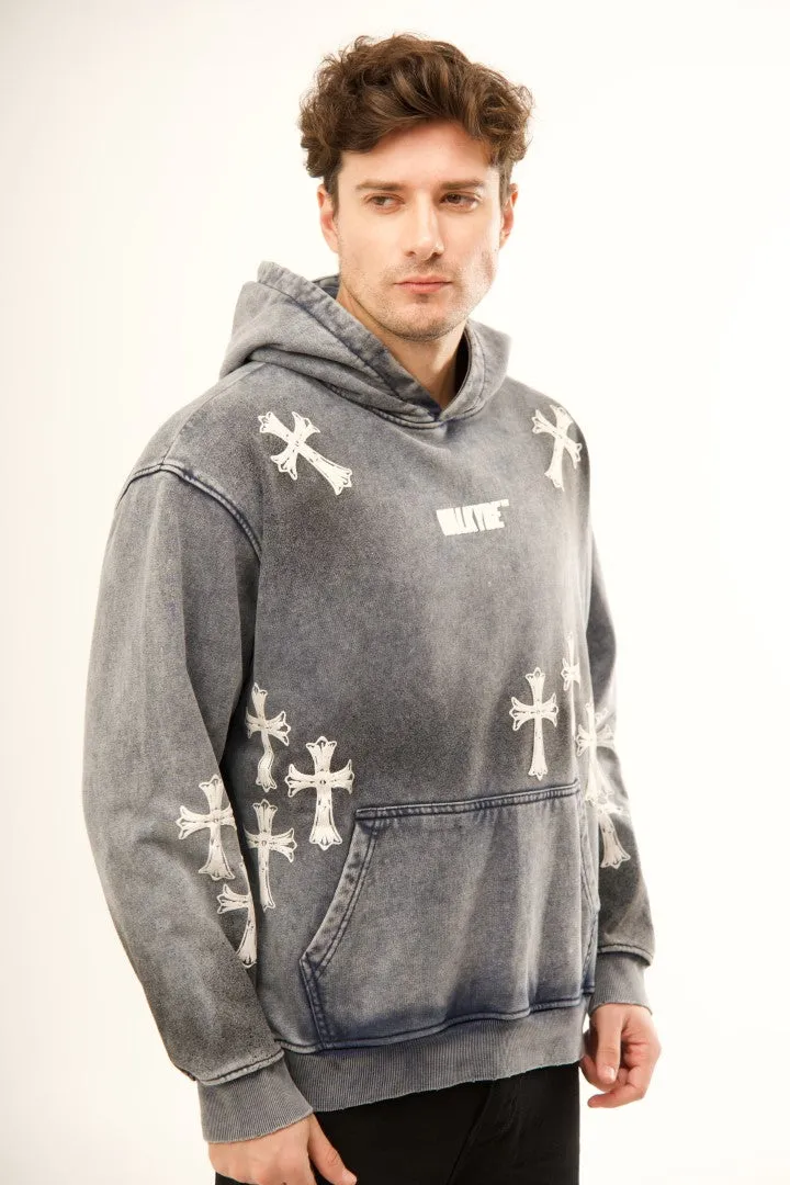 'NO CHURCH IN THE WILD' VALKYRE STONE WASH HOODIE