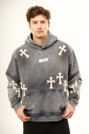 'NO CHURCH IN THE WILD' VALKYRE STONE WASH HOODIE