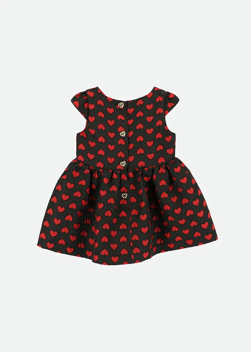 Oksana Baby Dress Black With Red Hearts