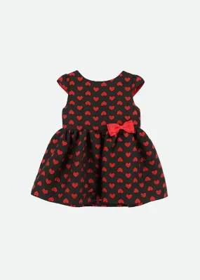 Oksana Baby Dress Black With Red Hearts