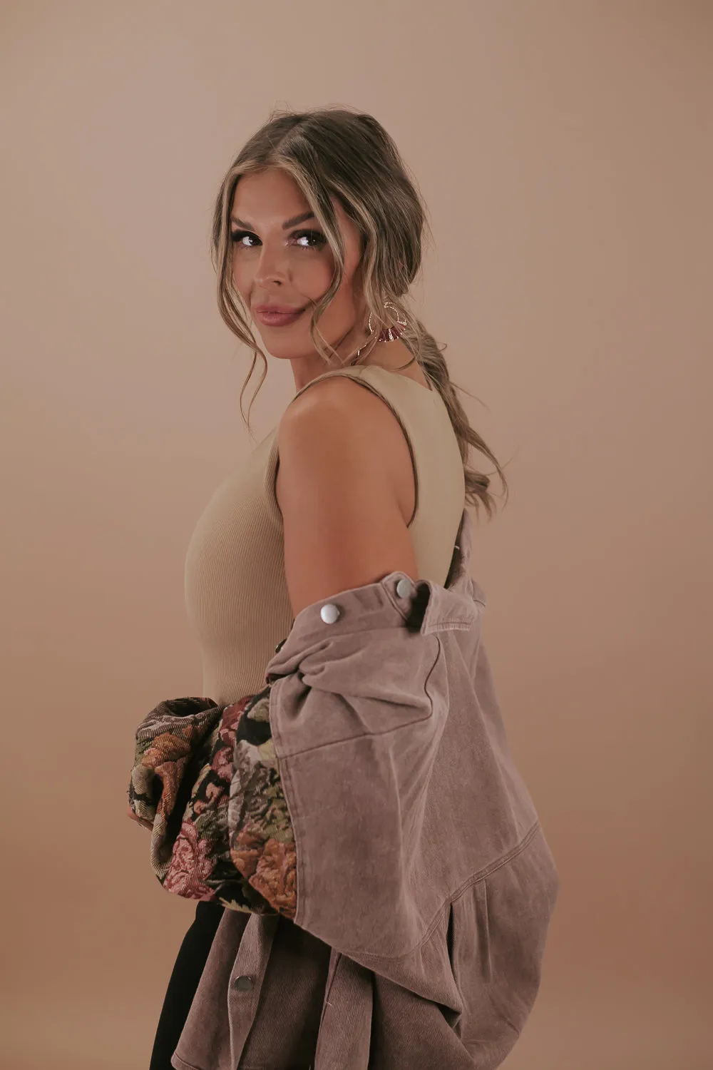 On The Daily Deep V Bodysuit , Camel
