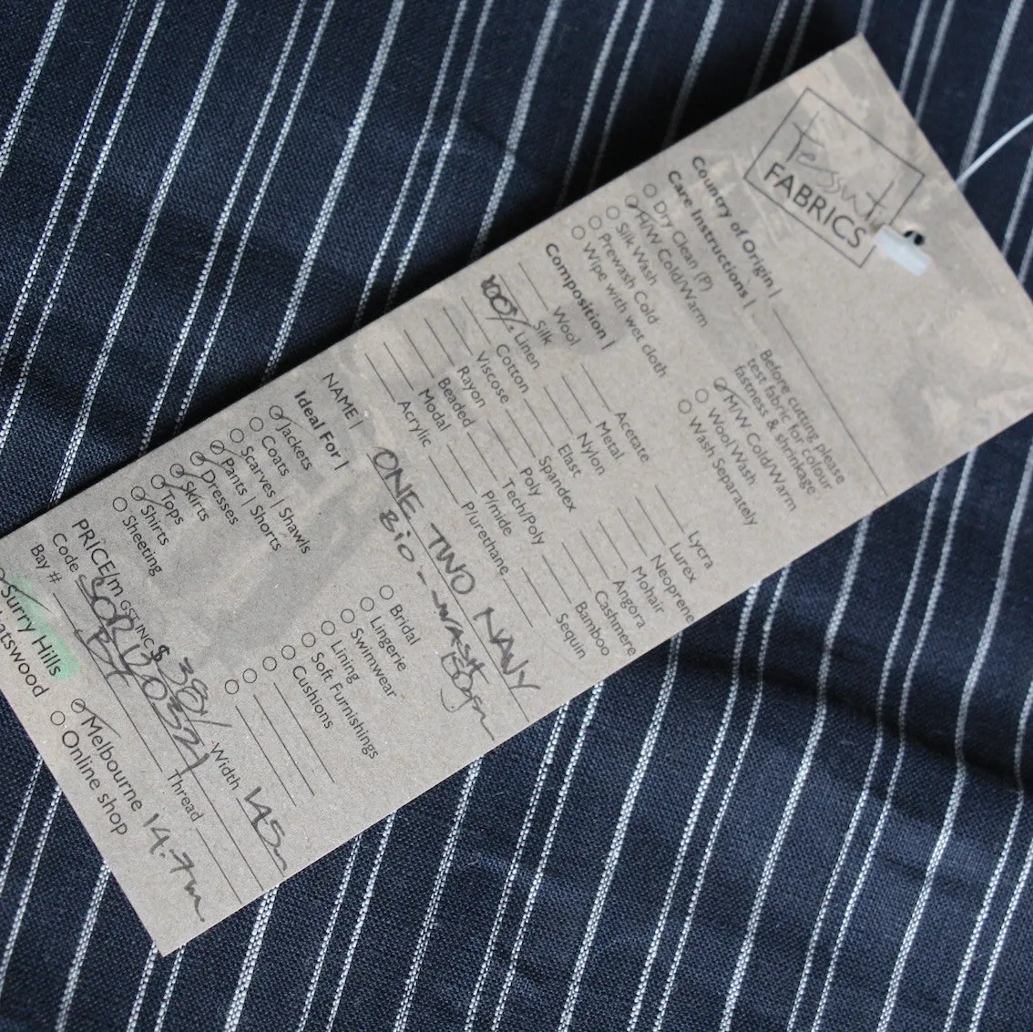 One Two Navy Bio Wash Linen