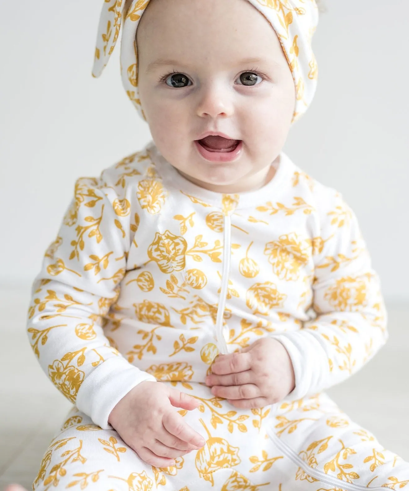 Organic Full Bodysuit - Golden Peony
