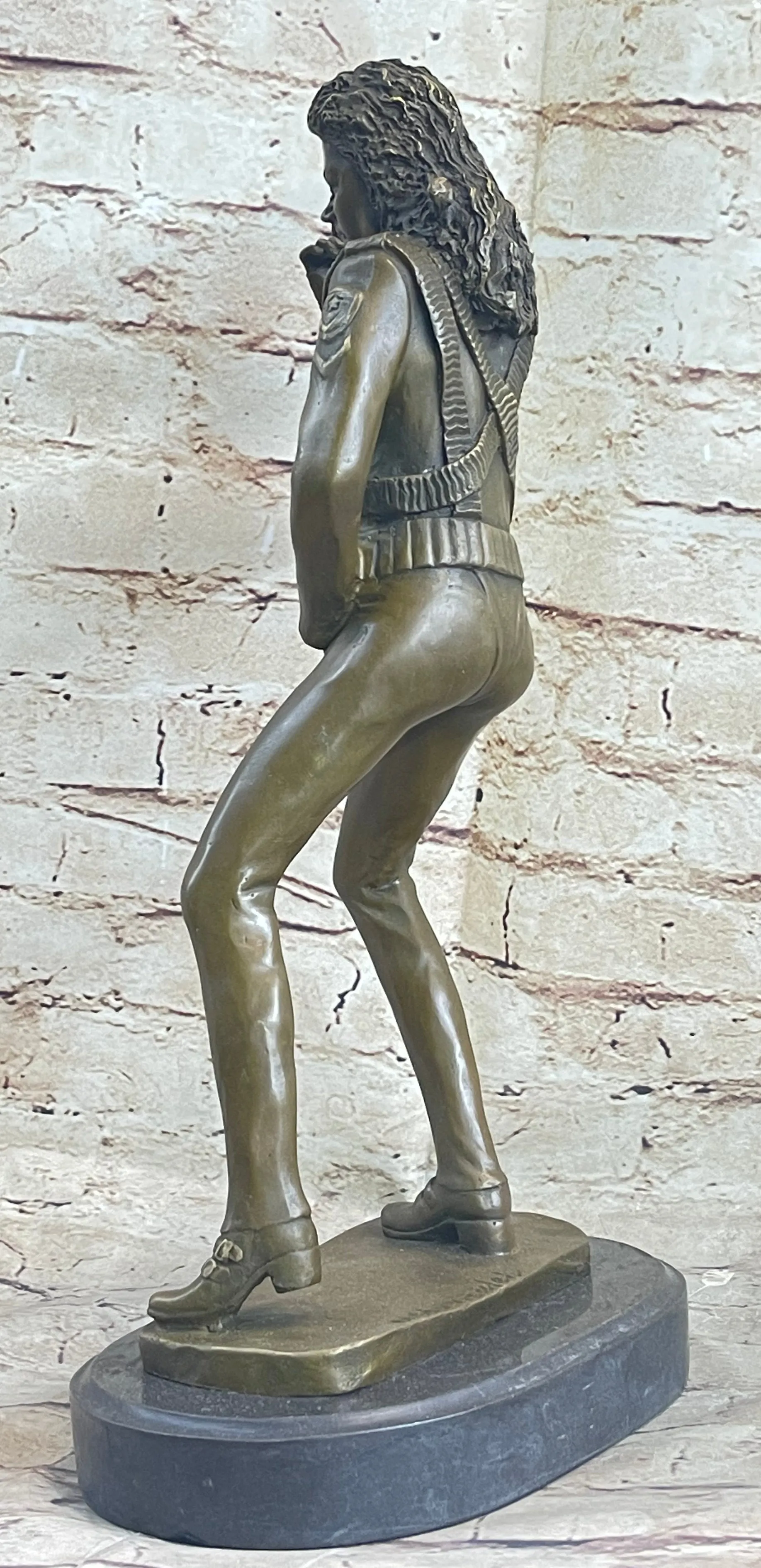 Original Aldo Vitaleh Michael Jackson Bronze Sculpture Figurine Marble Base Deco