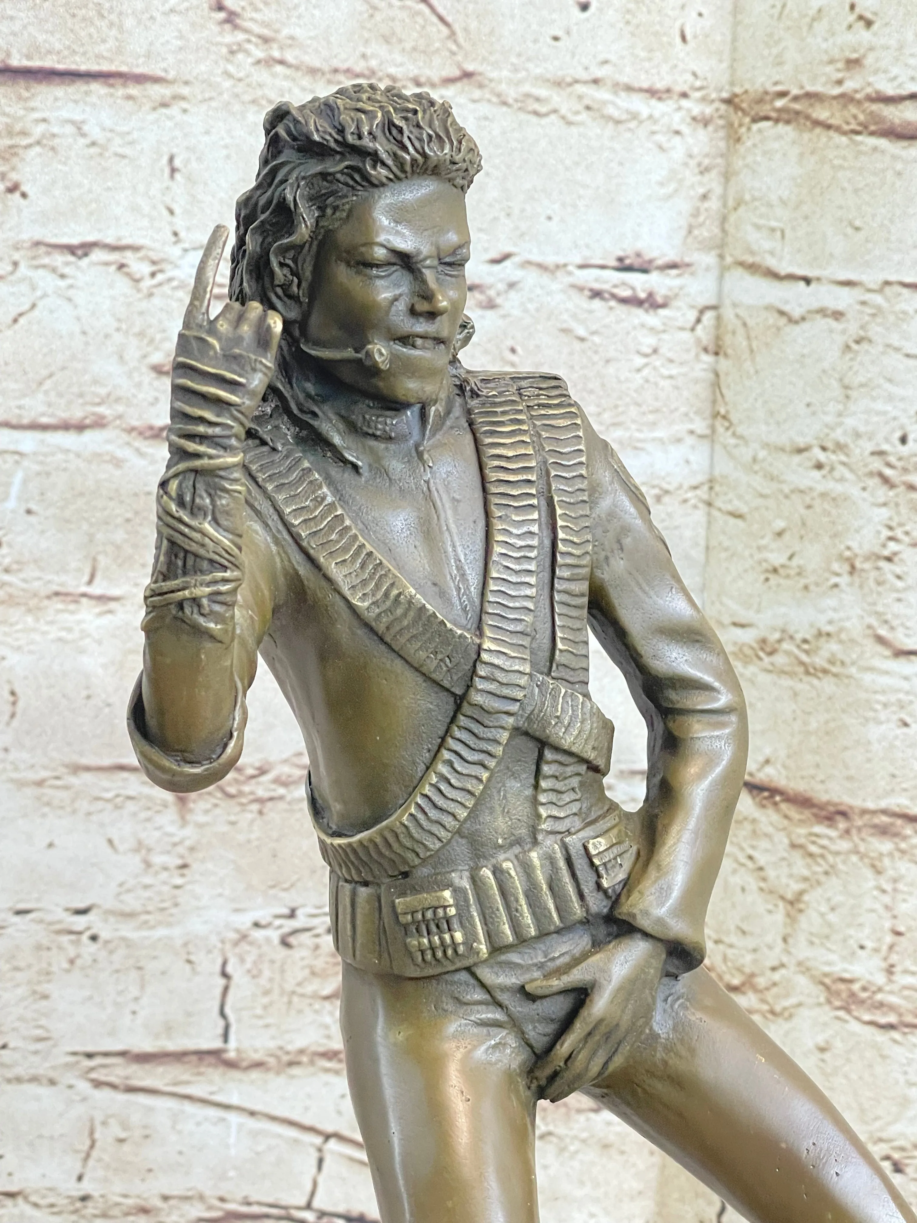 Original Aldo Vitaleh Michael Jackson Bronze Sculpture Figurine Marble Base Deco