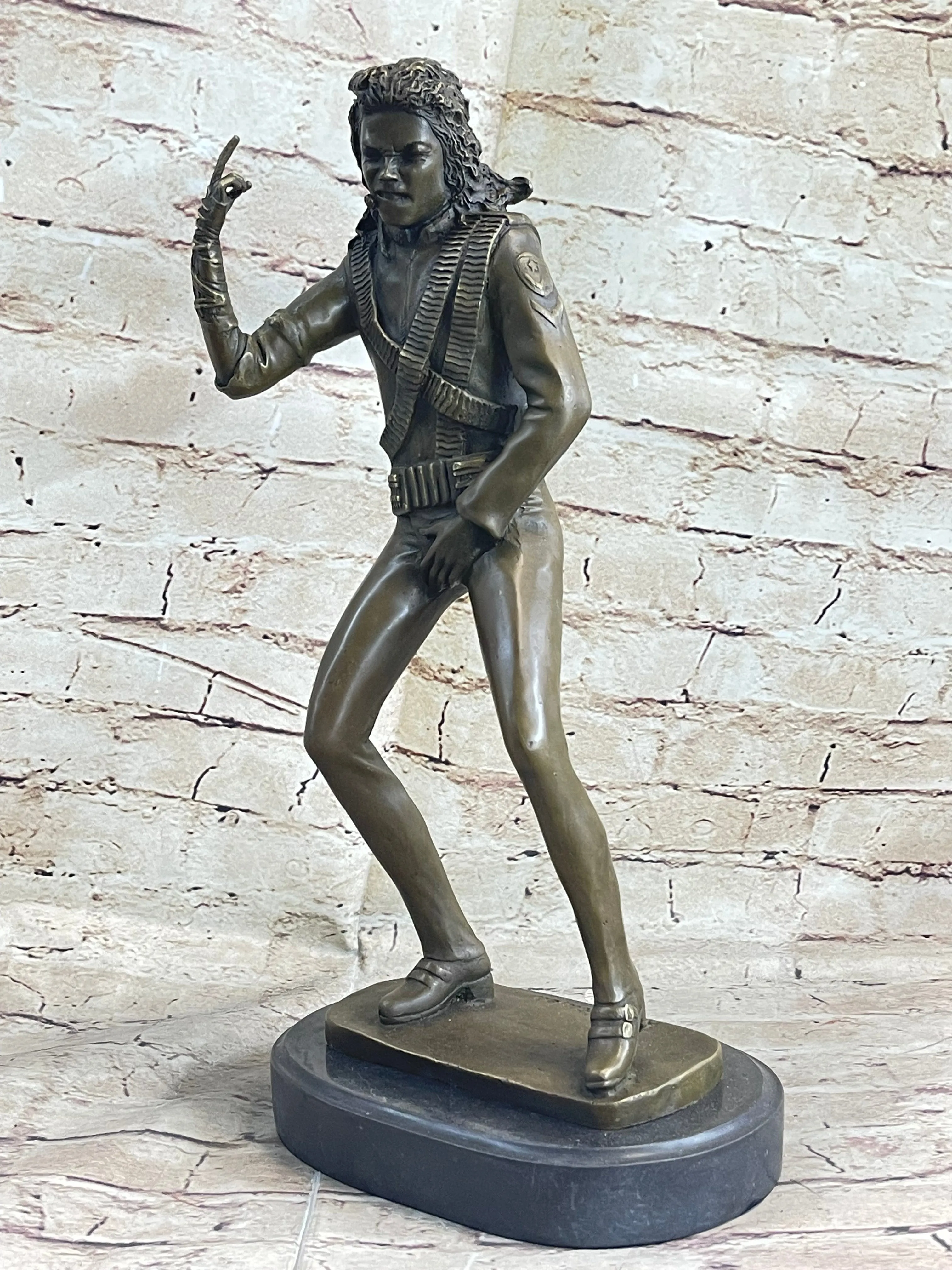 Original Aldo Vitaleh Michael Jackson Bronze Sculpture Figurine Marble Base Deco