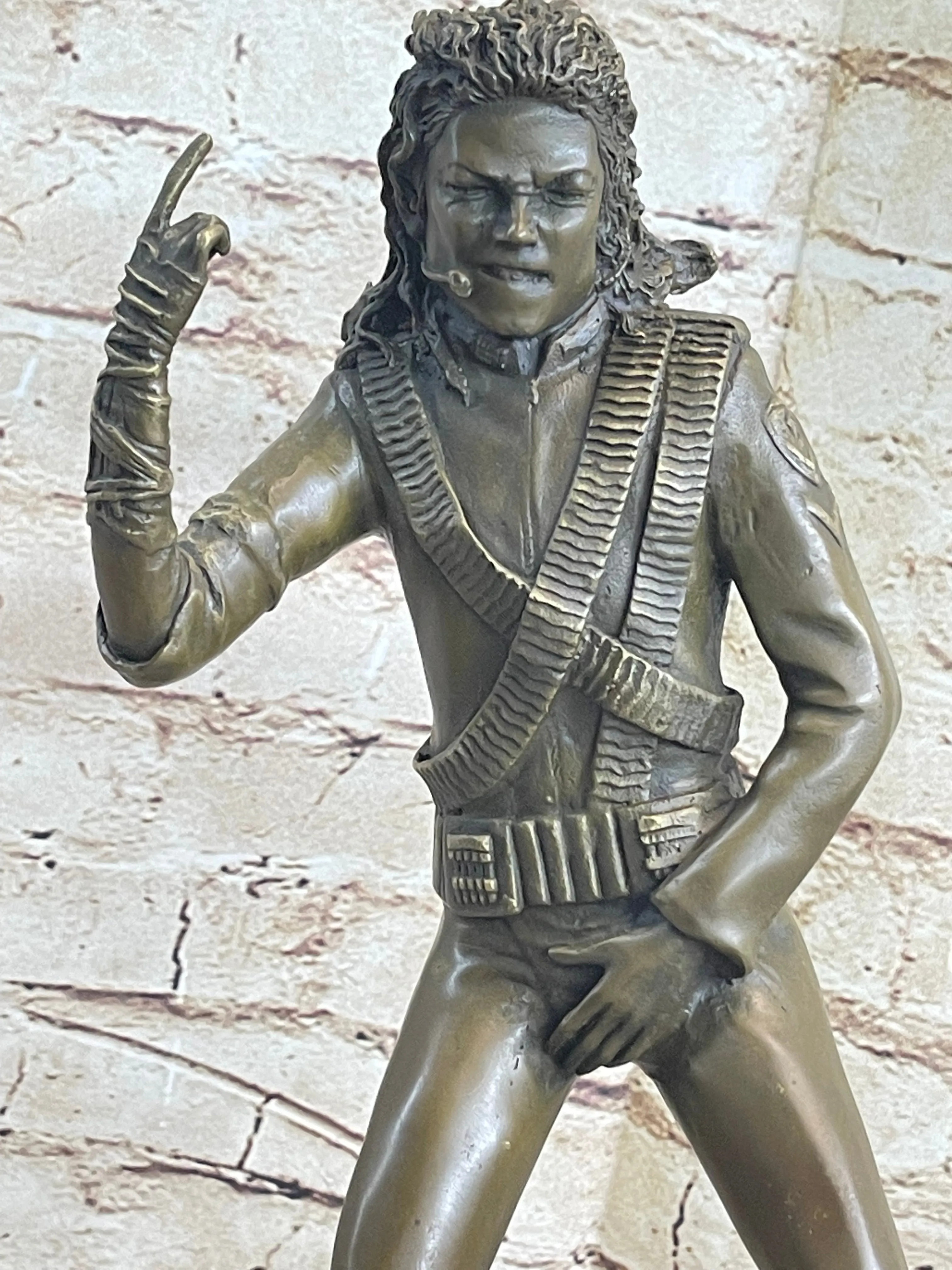 Original Aldo Vitaleh Michael Jackson Bronze Sculpture Figurine Marble Base Deco