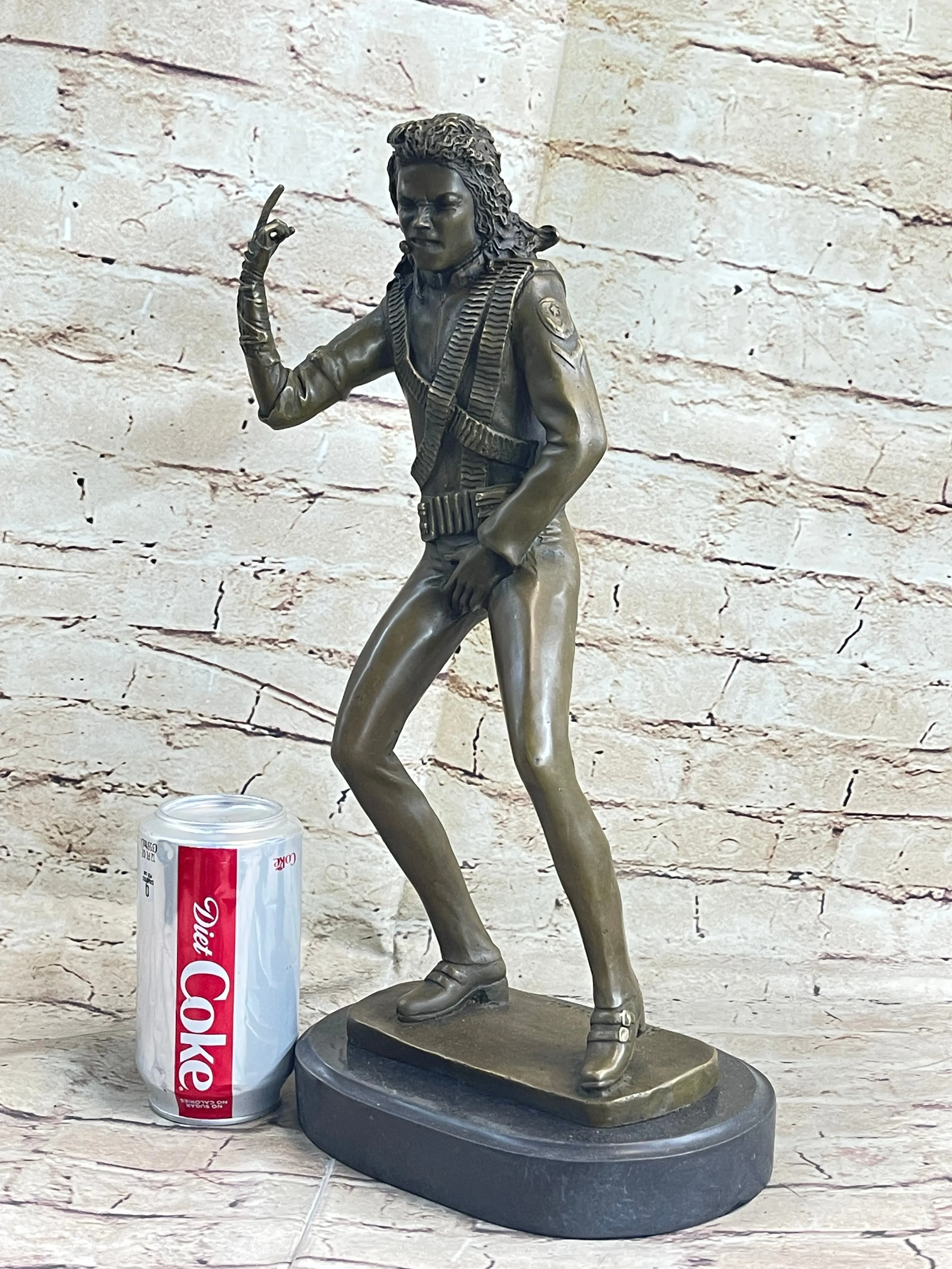 Original Aldo Vitaleh Michael Jackson Bronze Sculpture Figurine Marble Base Deco