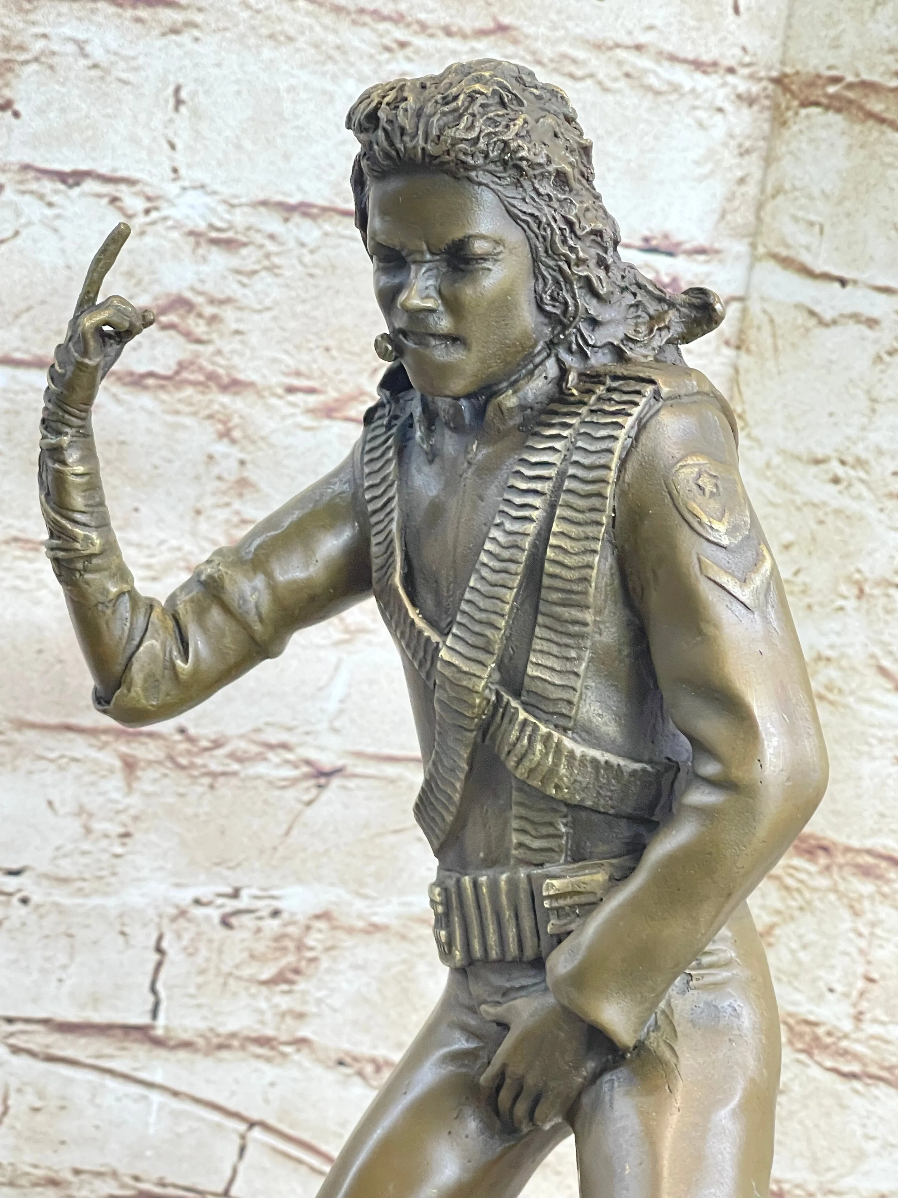 Original Aldo Vitaleh Michael Jackson Bronze Sculpture Figurine Marble Base Deco