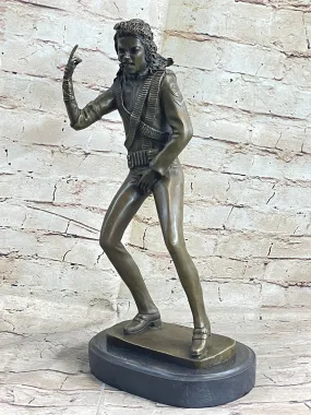Original Aldo Vitaleh Michael Jackson Bronze Sculpture Figurine Marble Base Deco