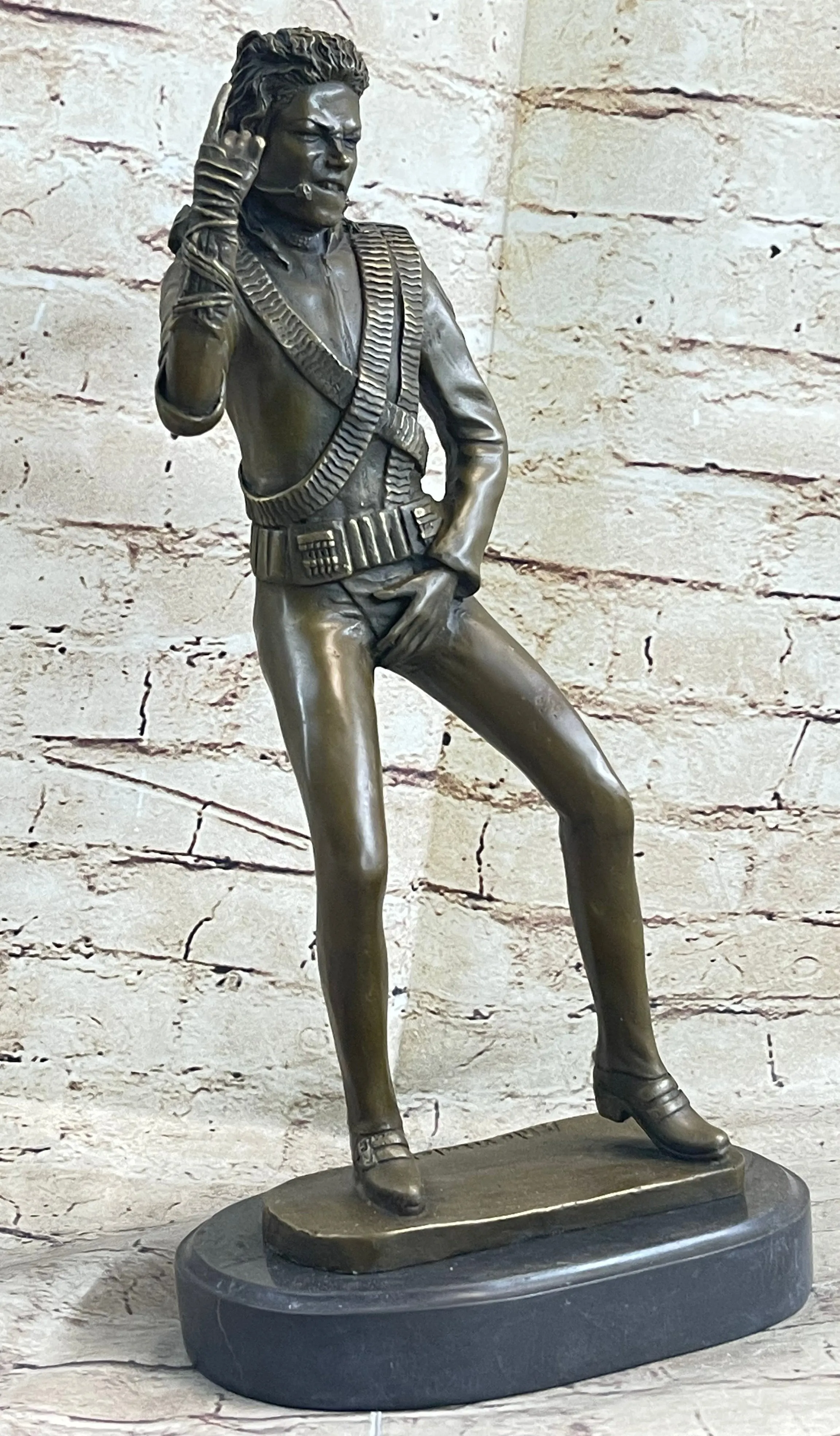 Original Aldo Vitaleh Michael Jackson Bronze Sculpture Figurine Marble Base Deco