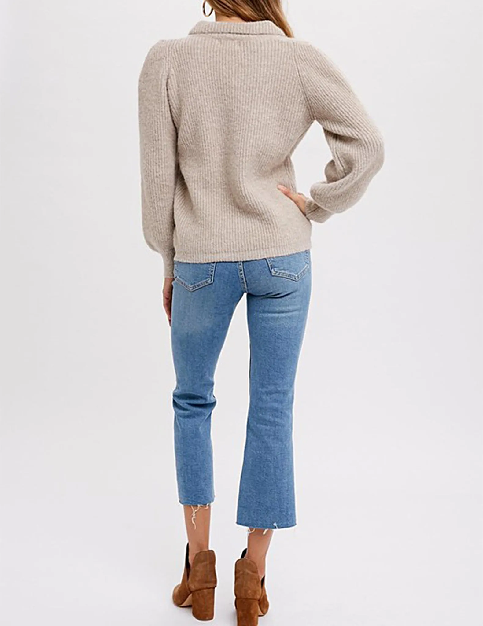 Payton Collared Puff Sleeve Sweater