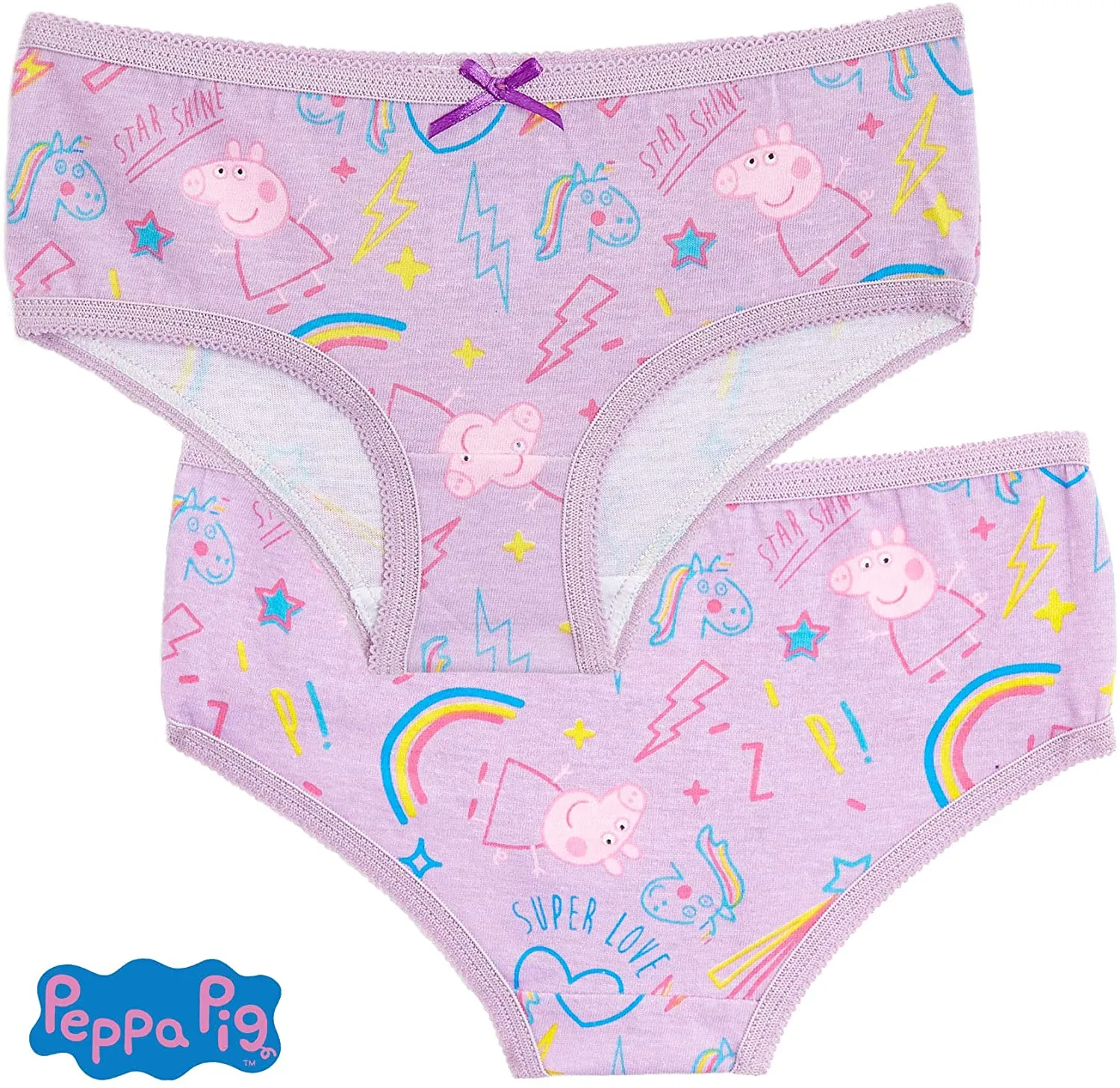 Peppa Pig Girls Knickers with Magical Unicorn Design
