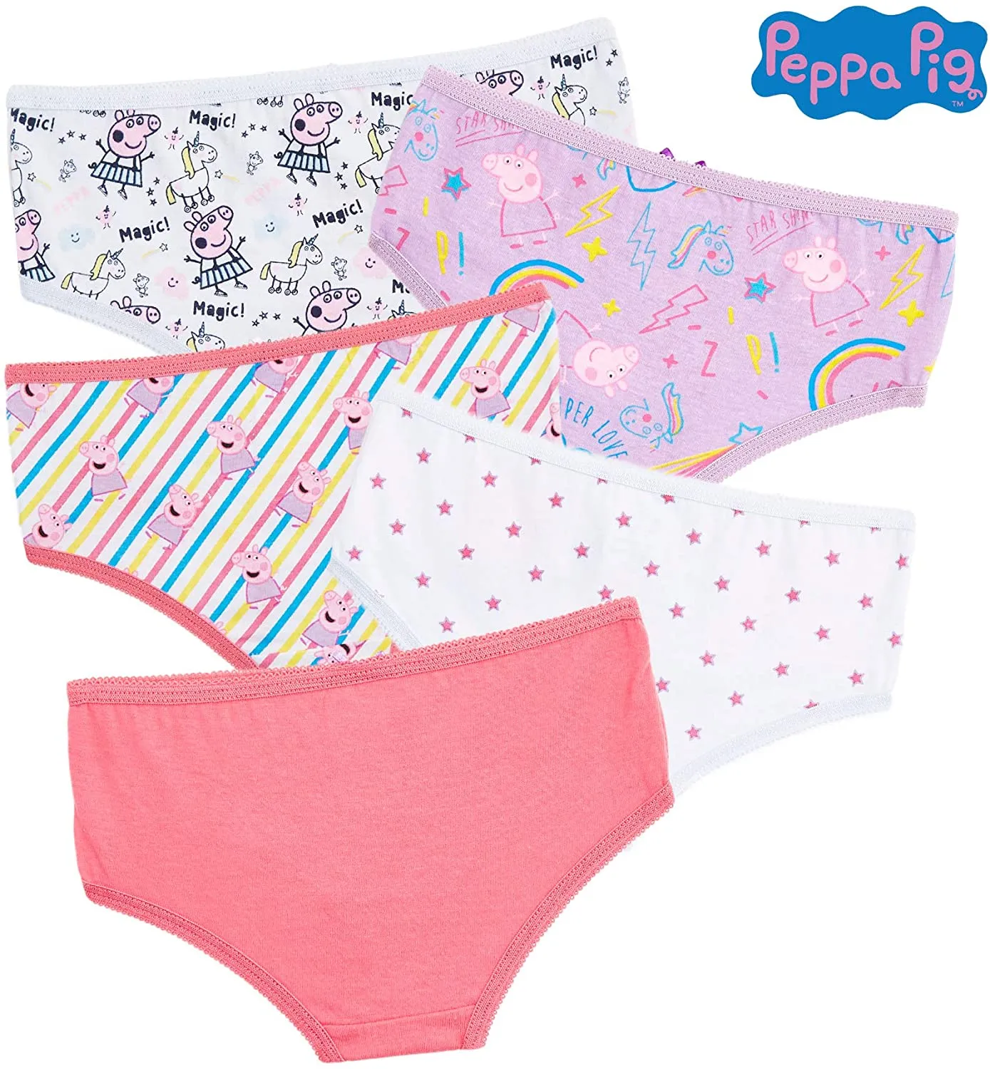 Peppa Pig Girls Knickers with Magical Unicorn Design