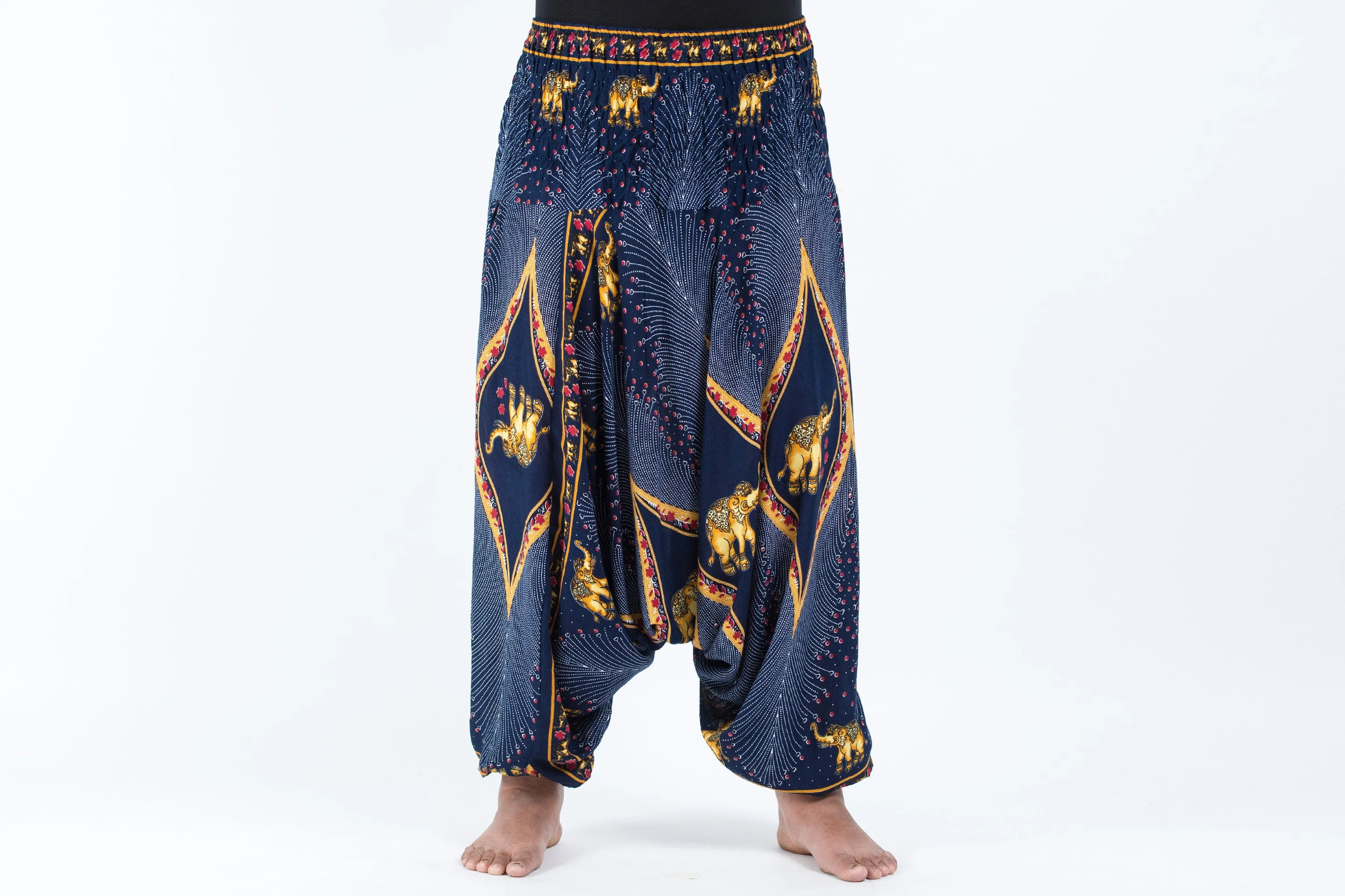 Plus Size Peacock Elephant 2-in-1 Jumpsuit Elephant Pants in Blue