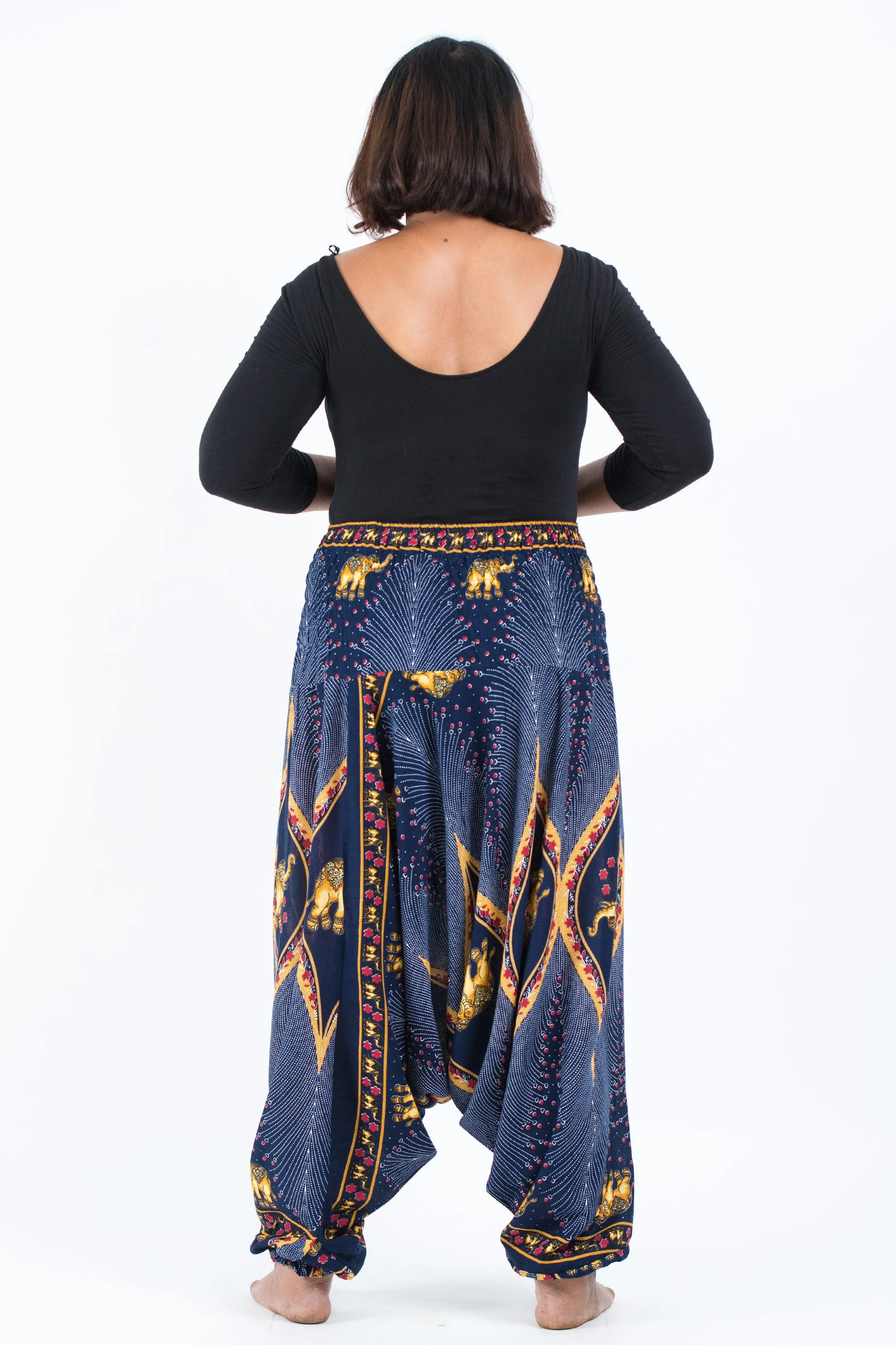 Plus Size Peacock Elephant 2-in-1 Jumpsuit Elephant Pants in Blue