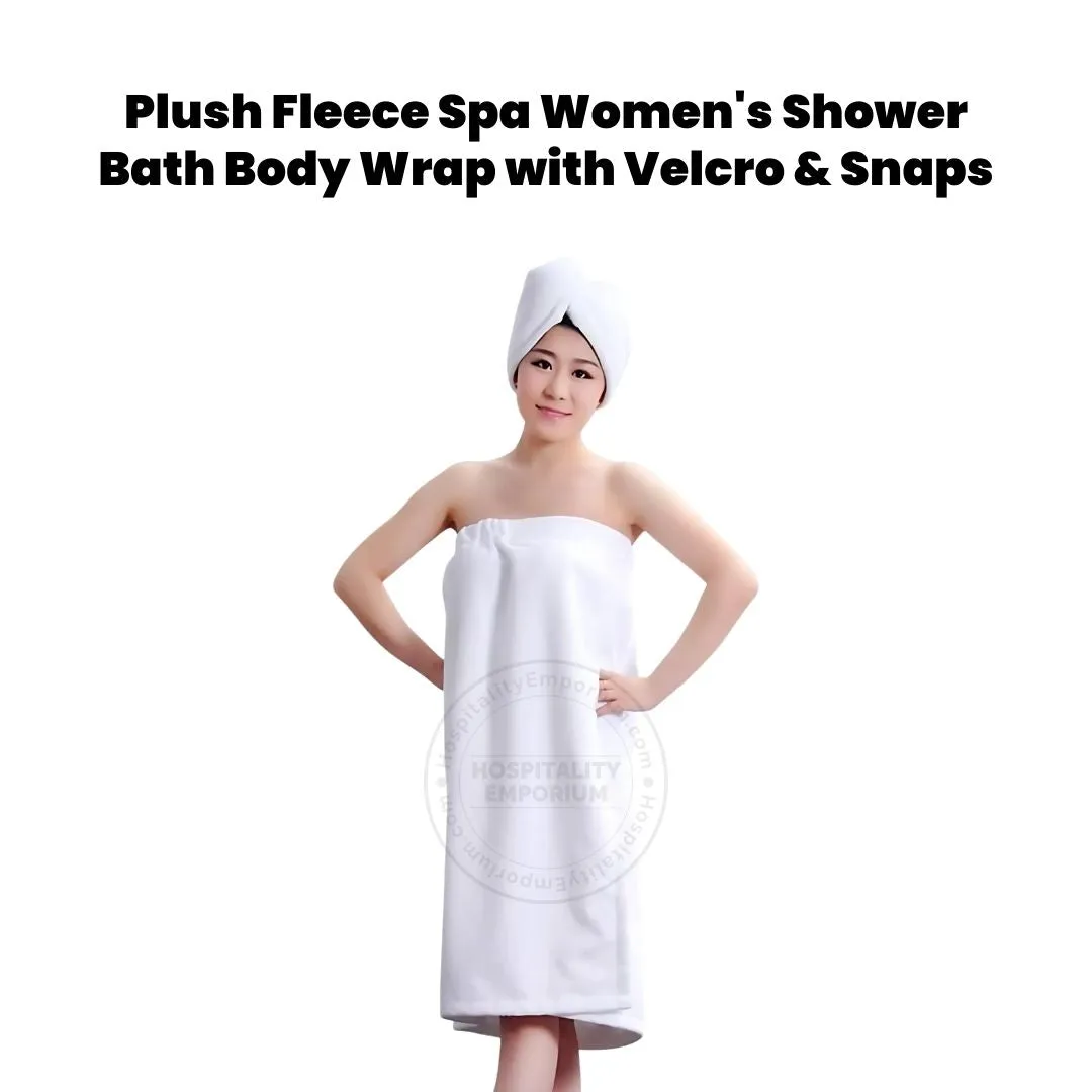 Plush Fleece Spa Women's Shower Bath Body Wrap with Velcro & Snaps   Pockets size: L/XL 4/Pack