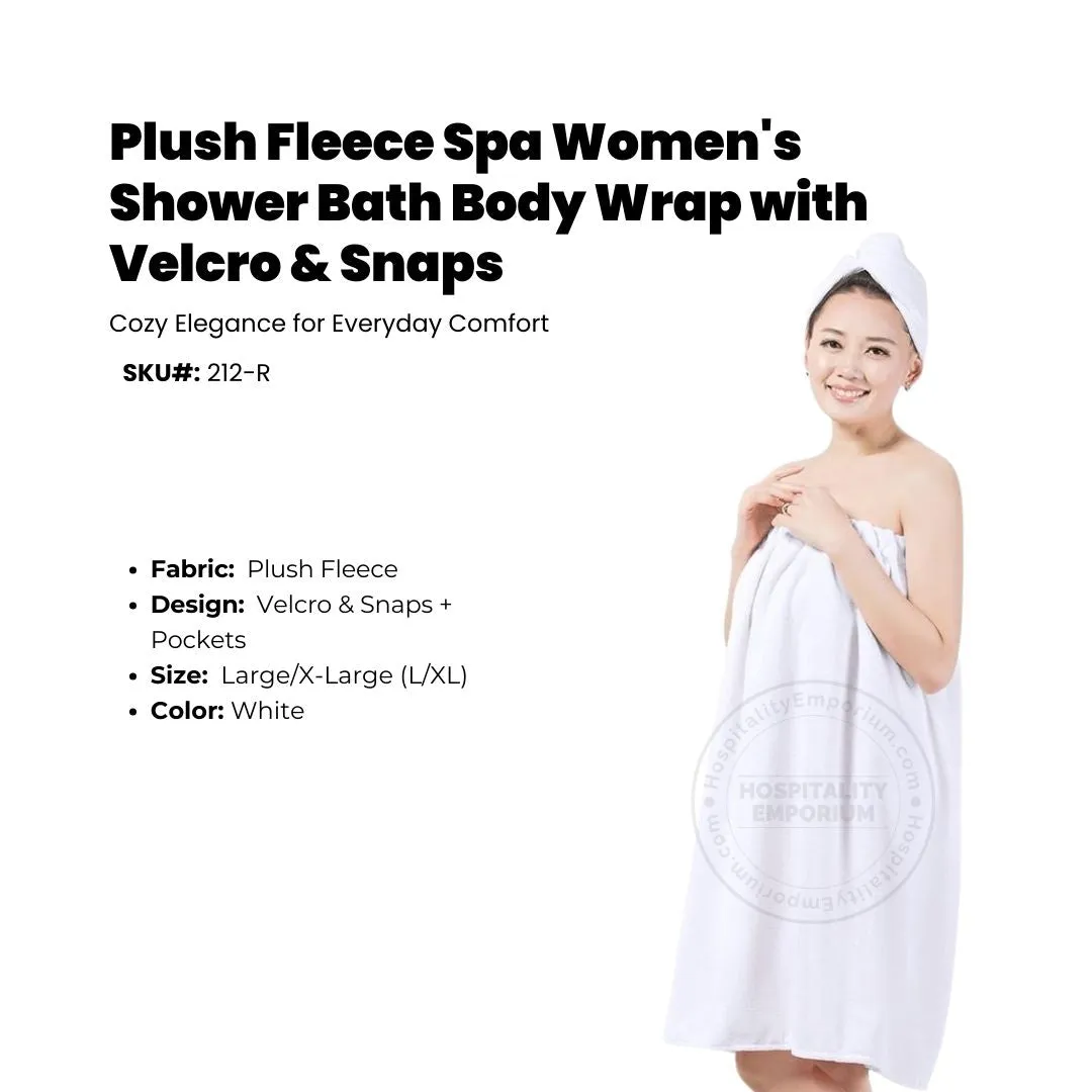 Plush Fleece Spa Women's Shower Bath Body Wrap with Velcro & Snaps   Pockets size: L/XL 4/Pack