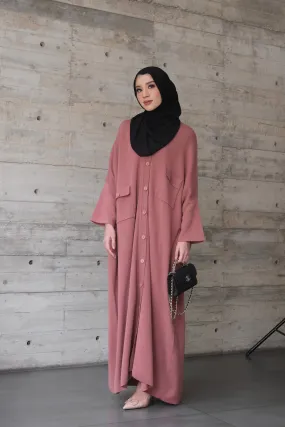 Pocket Dress - Spicy Coral - Dress Pocket Oversized