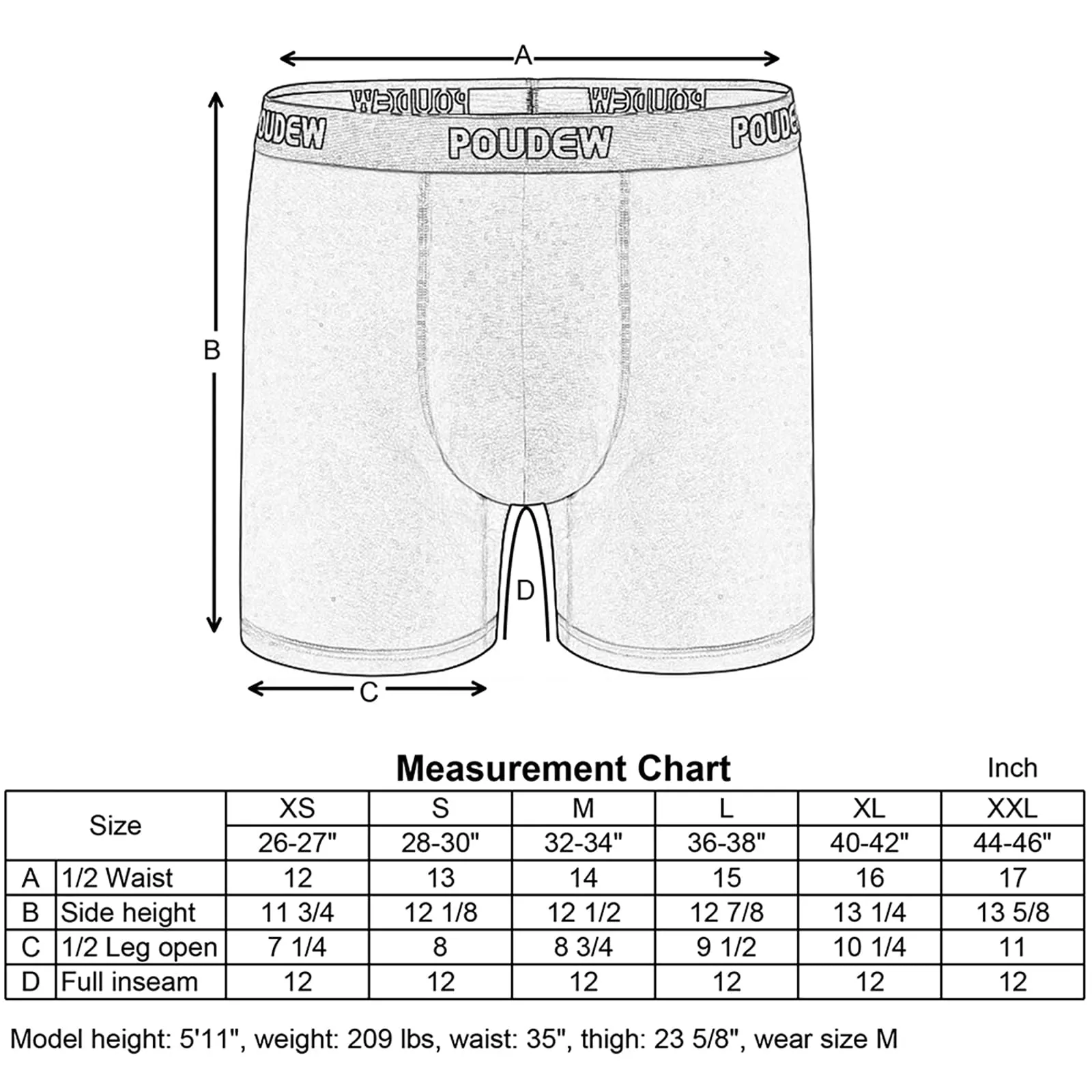 POUDEW Moisture Wicking Boxer Briefs, 5-Pack