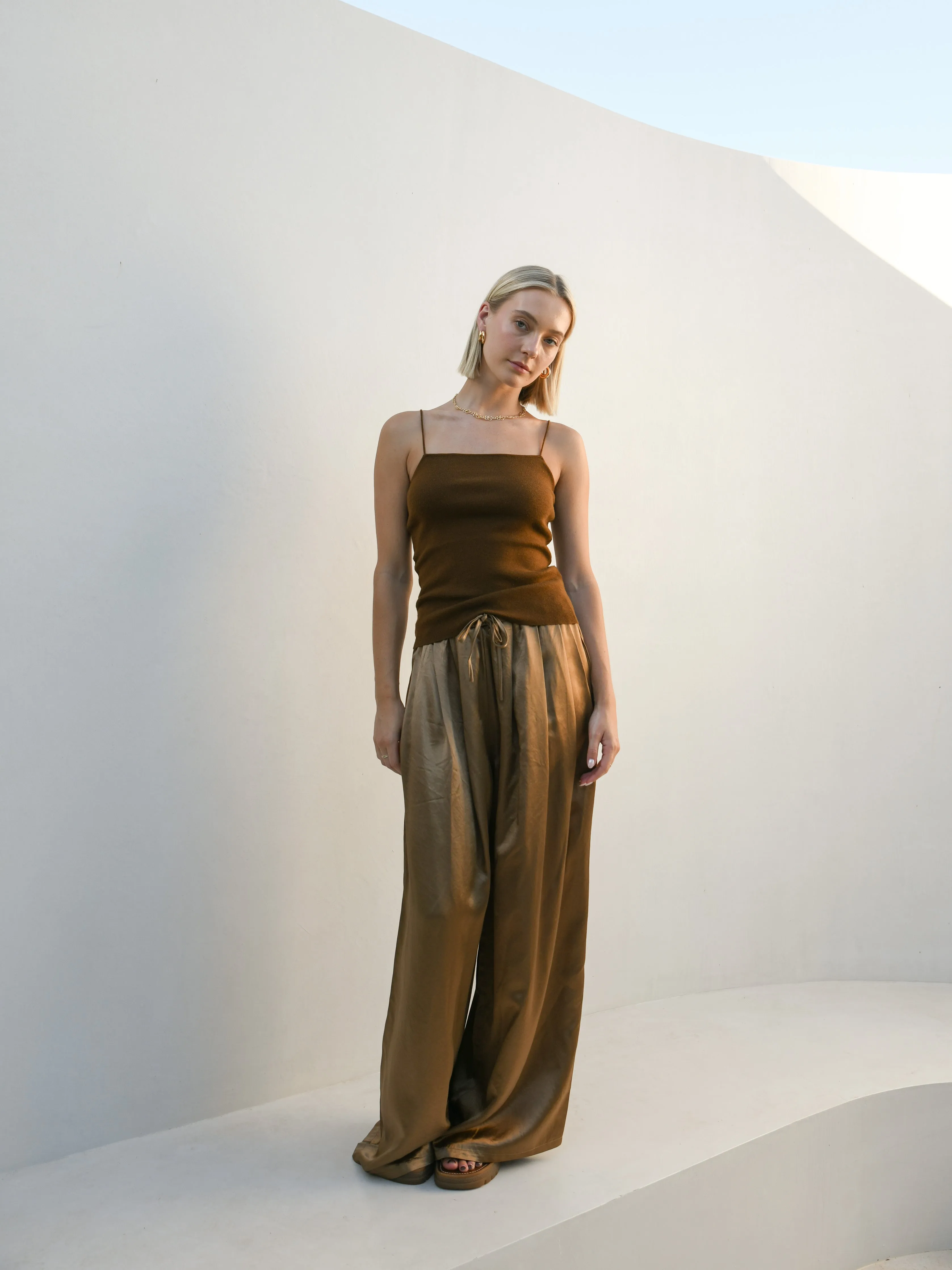 Ramona Wide Leg Pants - Bronze