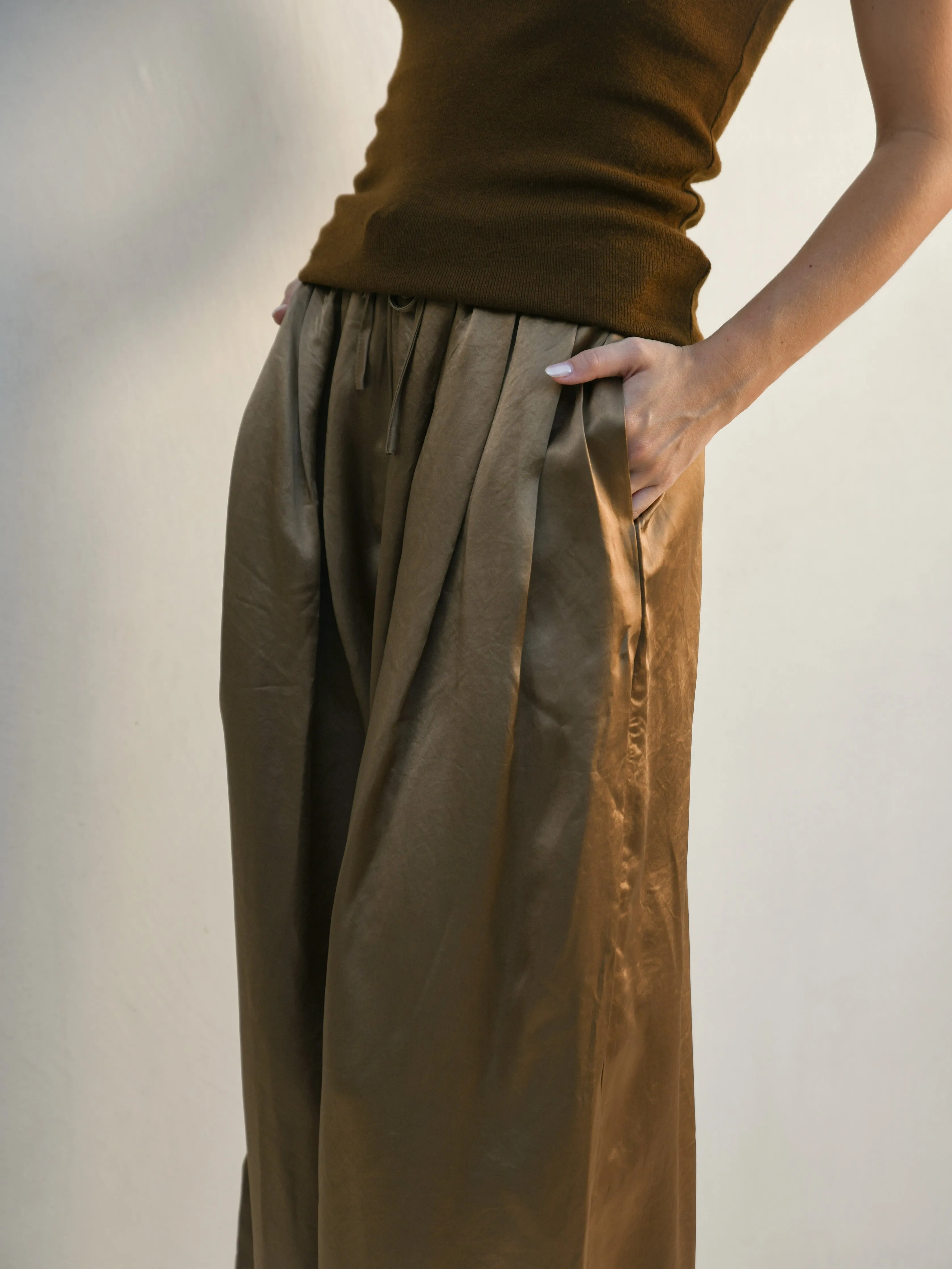 Ramona Wide Leg Pants - Bronze