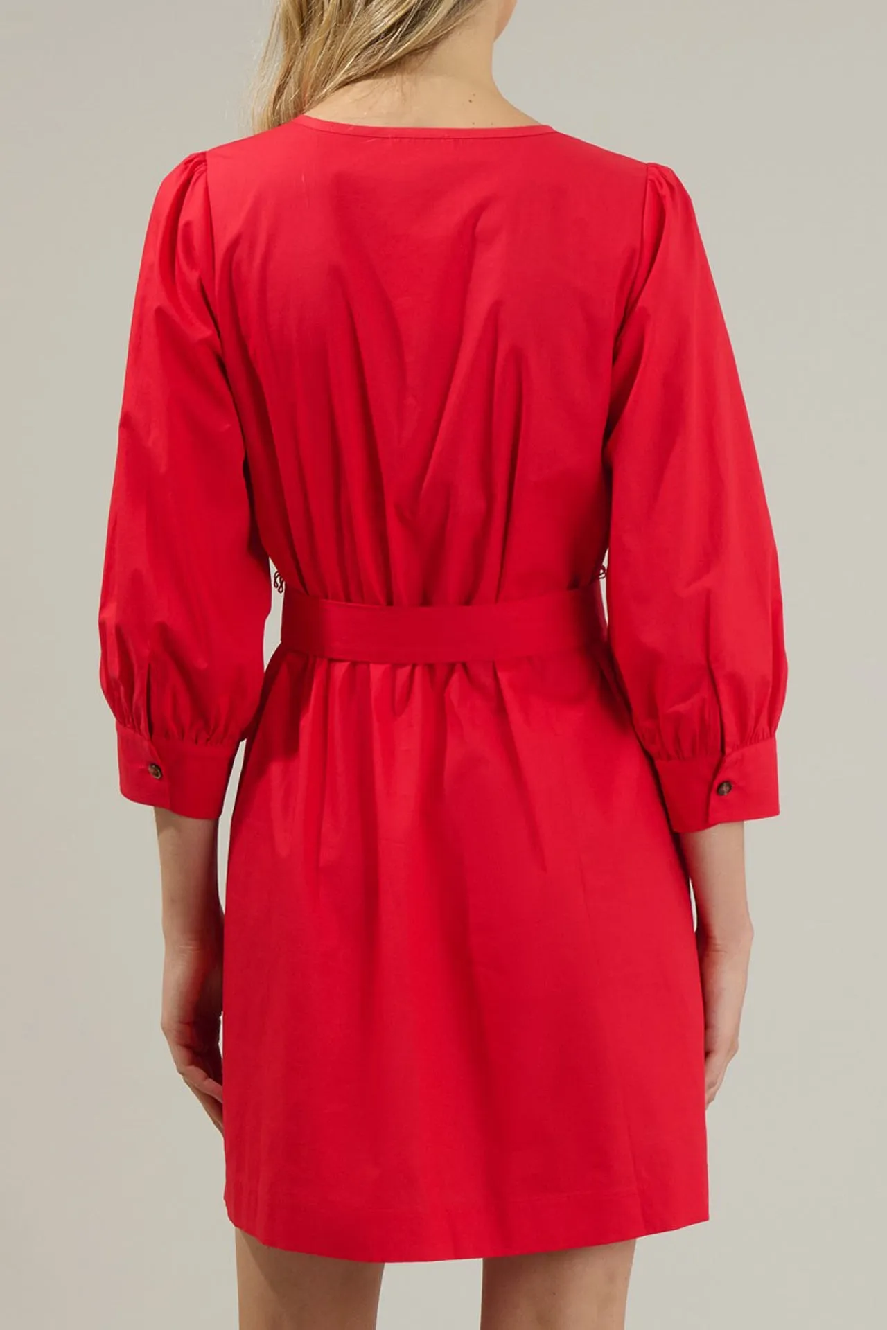 Red Button Down Mini Dress