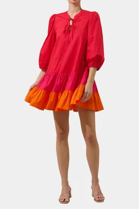 Red Colour Block Outfit