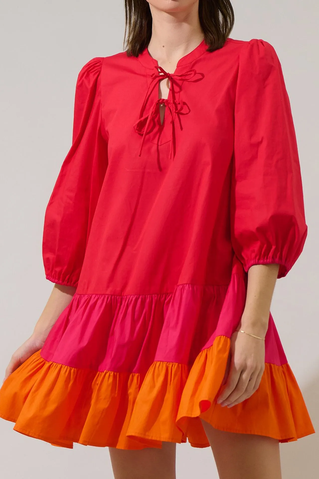 Red Colour Block Outfit