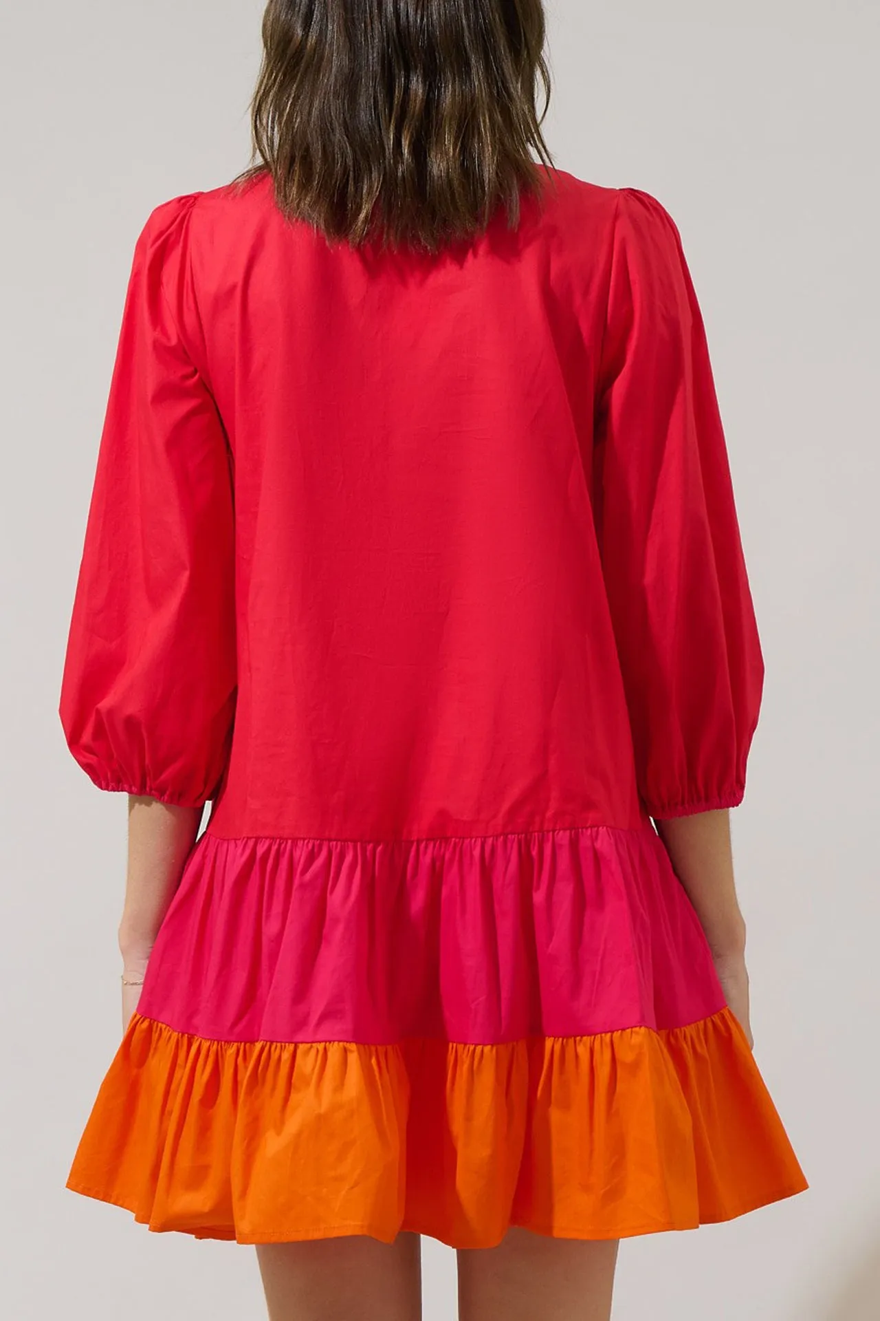 Red Colour Block Outfit
