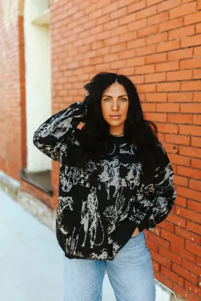 Rhinestone Cowboy Black Sweater