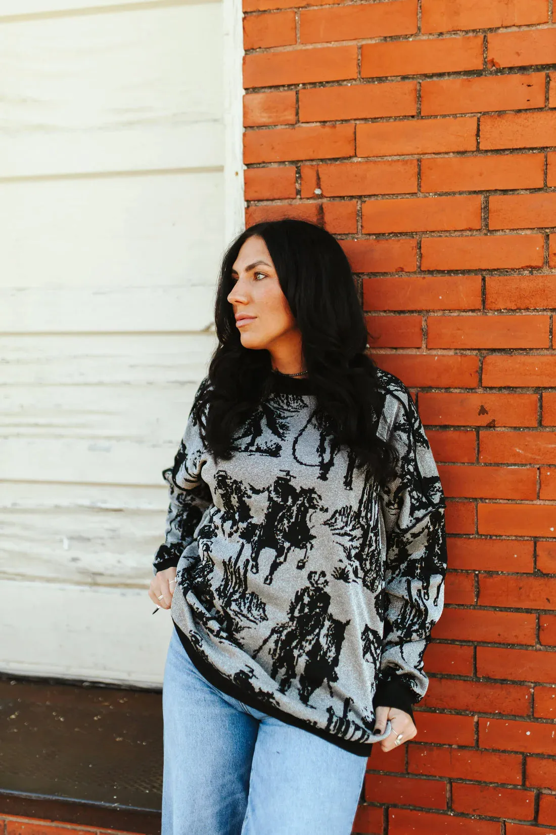 Rhinestone Cowboy Black Sweater