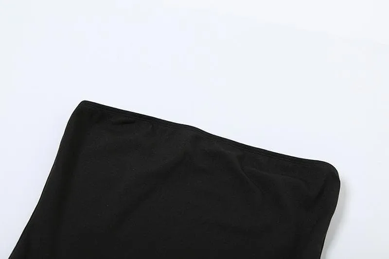 Ruched backless contrast sleeveless tube mini dress