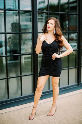 Ruched Cami Dress-Black