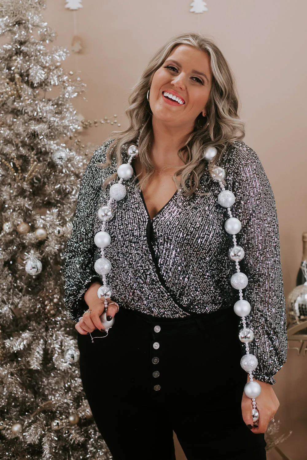Sassy In Sequin Bodysuit , Silver