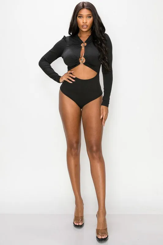 Say Less Ring Cutout Long Sleeve Bodysuit