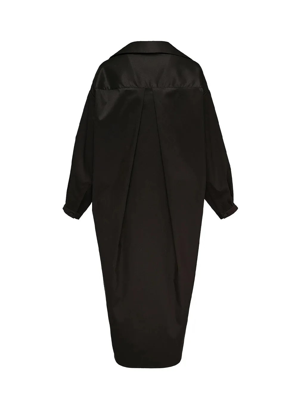 Sheen Silk Cotton Shirt Dress (Black)