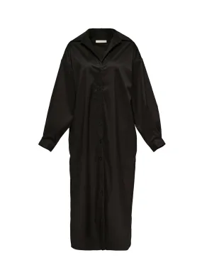Sheen Silk Cotton Shirt Dress (Black)