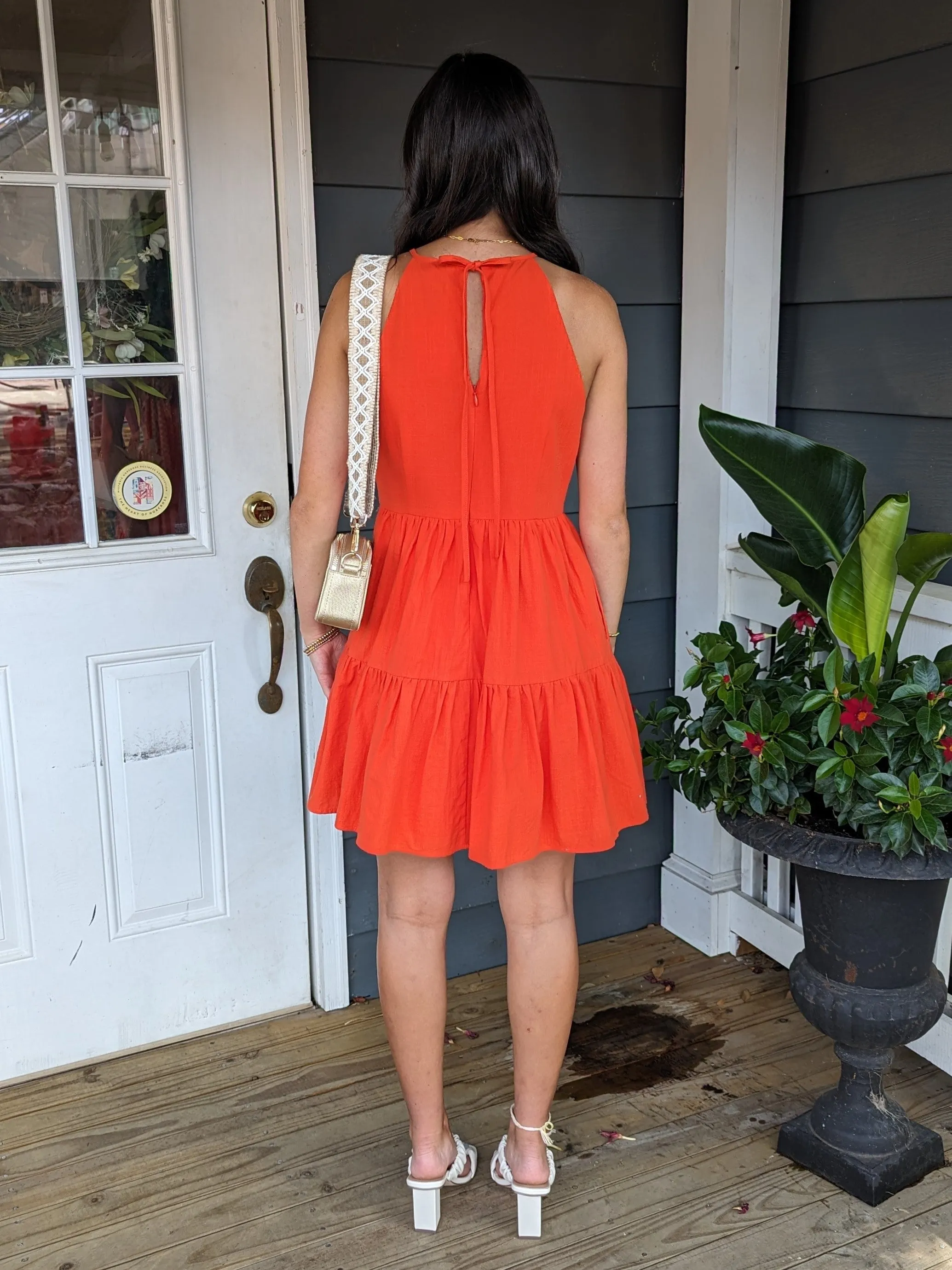 Short Halter Tiered Dress
