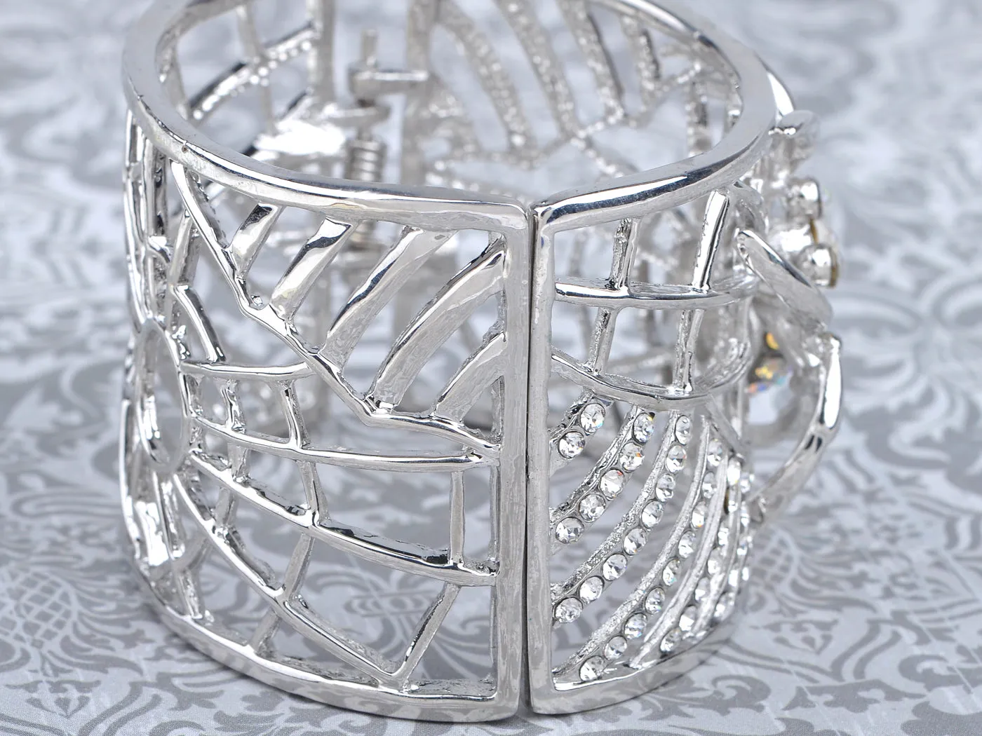 Silver Spider Web Bangle Bracelet